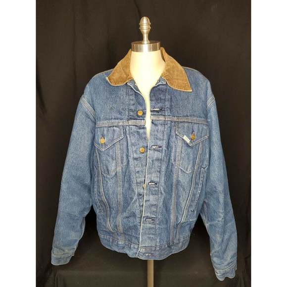 Carhartt Other - Vintage 80s Carhartt Denim Flannel Blanket Lined Corduroy Collar Jacket Size 46